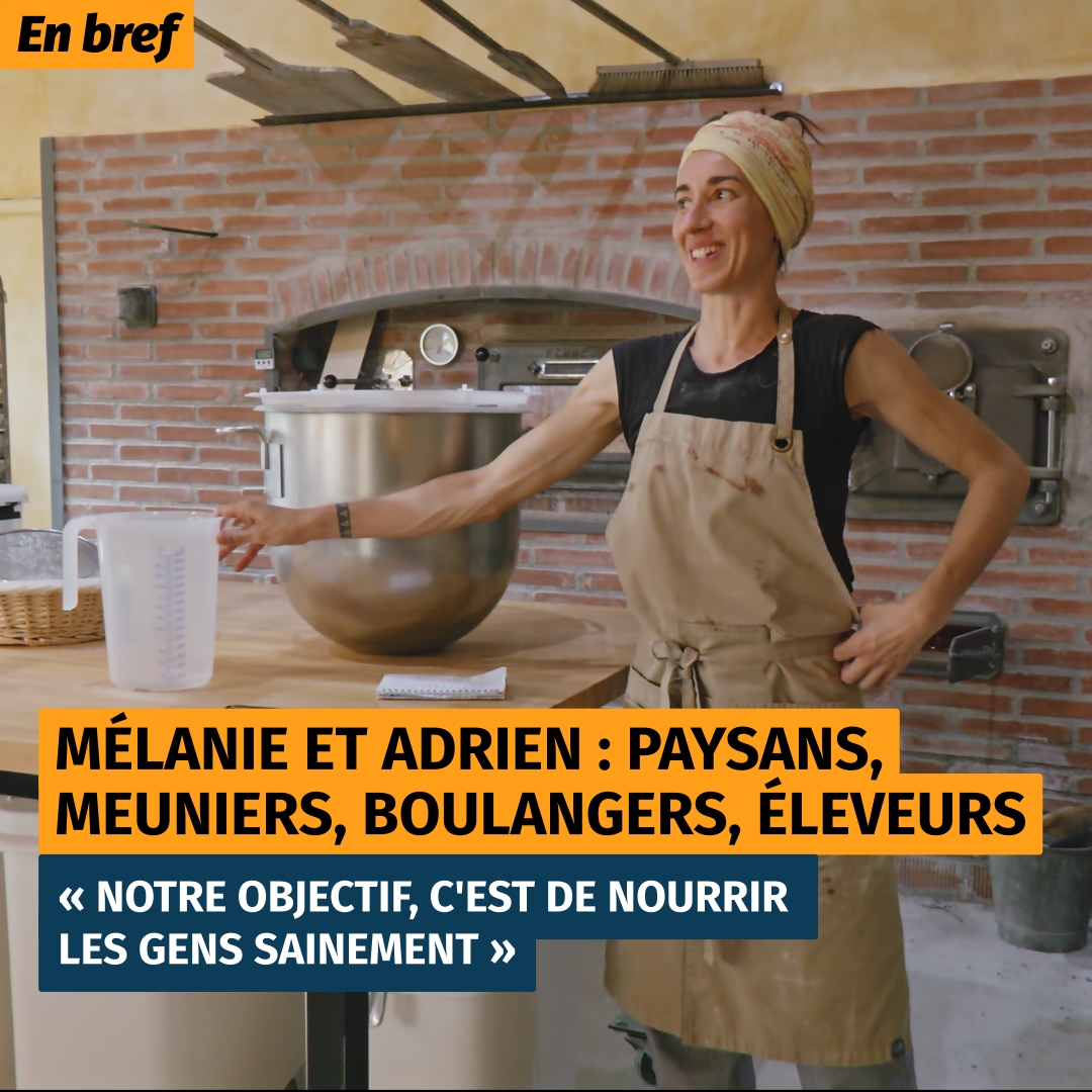 Sur son lieu de travail, une femme debout, porte un tablier, devant un four à pain